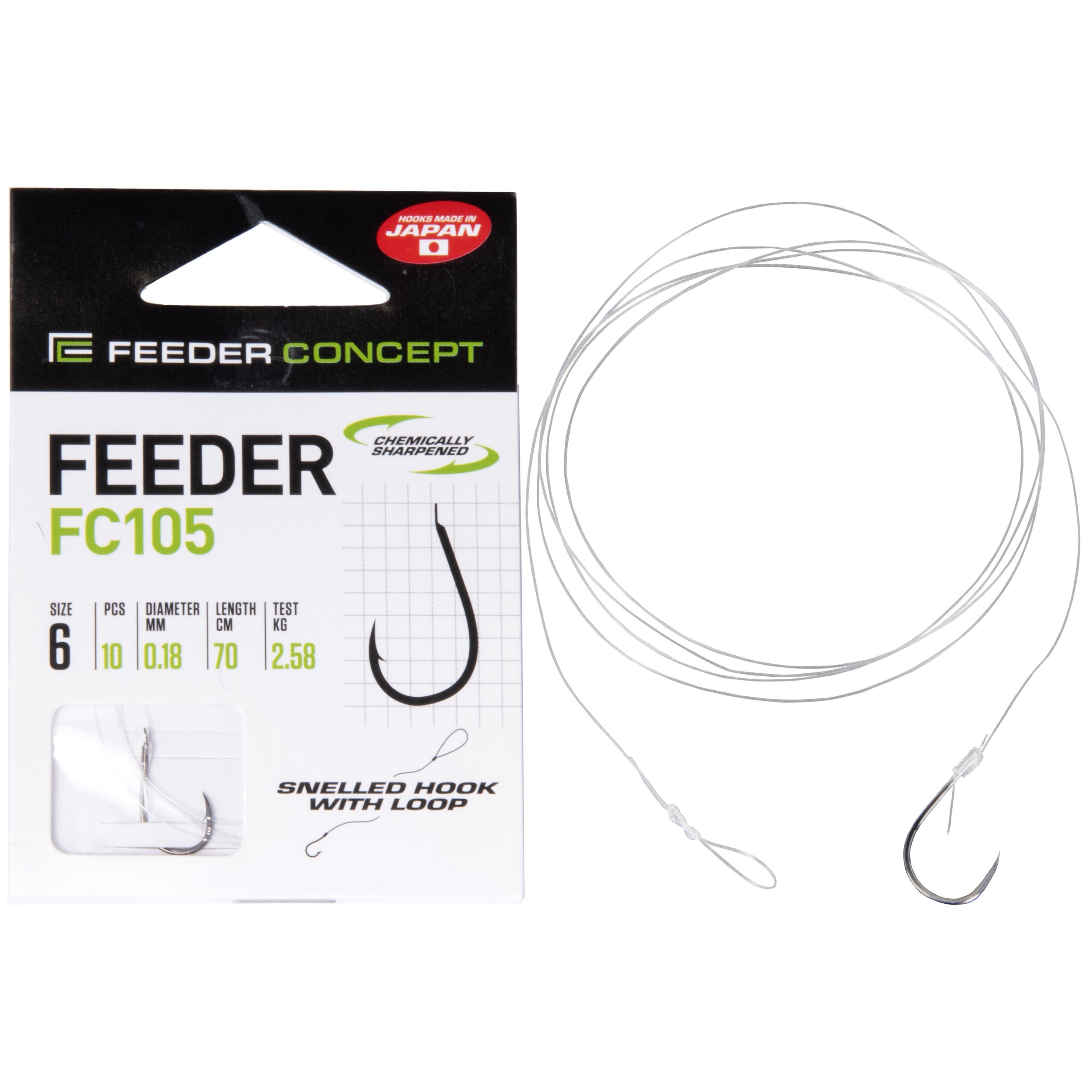 Поводок Feeder Concept Feeder FC105 70 см 2,58 кг  0,18 мм  10 шт   FC105-006-018 — характеристики,
	                                    особенности конструкции