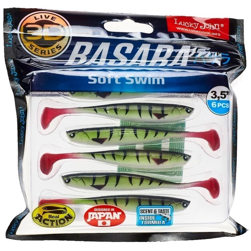 Силиконовая приманка Lucky John Basara Soft Swim 3.5in 89 мм 6 шт PG10 3D Series  140403-PG10 — крупный план
	                                    2