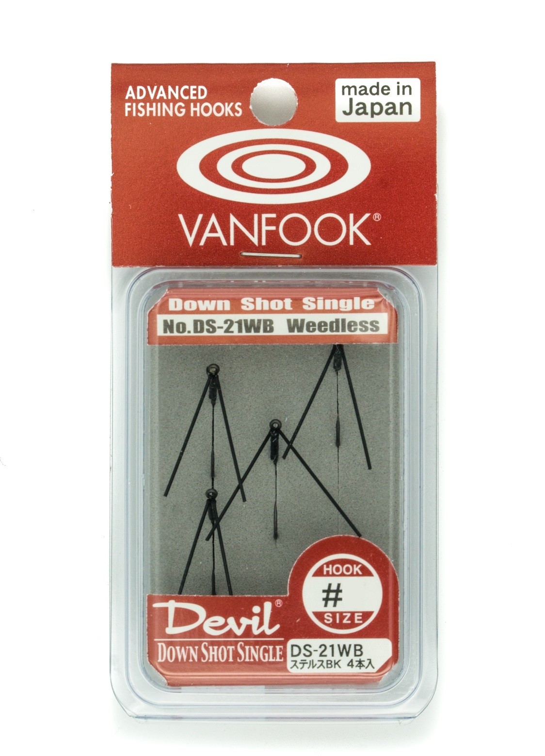 Крючок Одинарный Vanfook DS-21WB №4 4 шт    VFDS21WB4 — крупный план
	                                    2