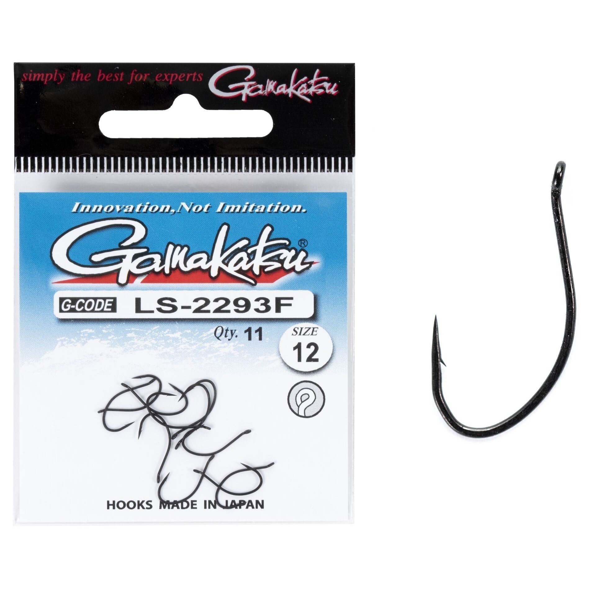 Крючок Одинарный Gamakatsu LS-2293F New Label Eyed Hooks Black №12 11 шт    147925-012 — крупный план
	                                    1