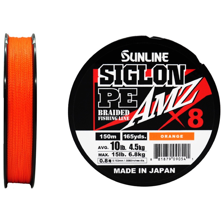 Плетеный шнур Sunline Siglon PE X8 AMZ 150 м  PE # 0,8 Orange 0,153 мм — характеристики,
	                                    особенности конструкции