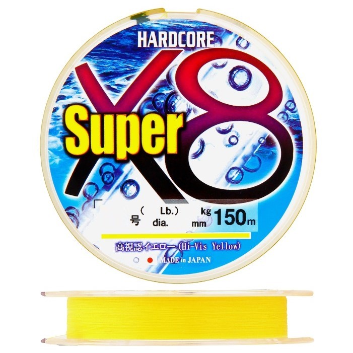 Плетеный шнур Duel PE Hardcore Super X8 150 м  PE # 0,6 Hi-Vis Yellow 0,13 мм   H4493-Y — характеристики,  особенности конструкции
