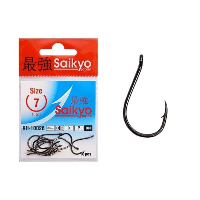 Крючок Одинарный Saikyo KH-10026 Chinu Ring №7 10 шт BN   KH-10026BN7-10 — характеристики,  особенности конструкции