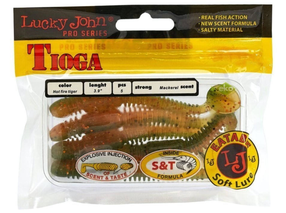 Силиконовая приманка Lucky John Tioga 3.9in 100 мм 5 шт T51 Pro Series  140104-T51 — крупный план
	                                    2