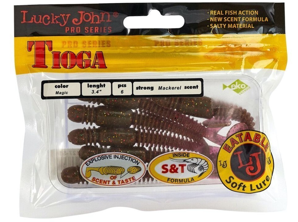 Силиконовая приманка Lucky John Tioga 3.4in 86 мм 6 шт S14 Pro Series  140127-S14 — крупный план
	                                    2