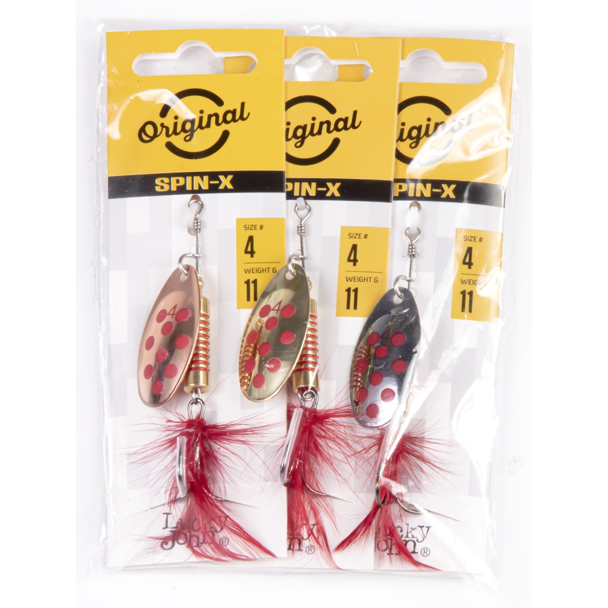 Вращающаяся Блесна Lucky John Spin-X Round №4 11 гр 001SET CR GR SR Набор 3 шт.  LJSR04-001SET — крупный план
	                                    2
