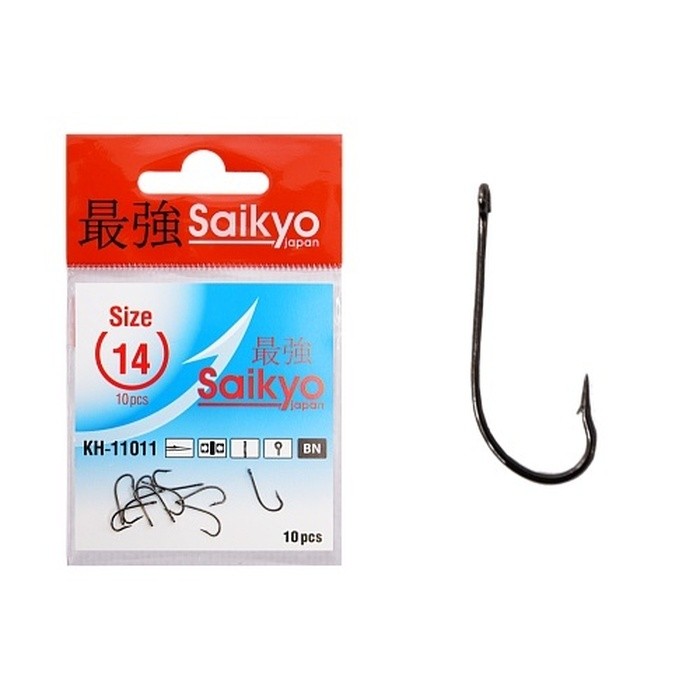 Крючок Одинарный Saikyo KH-11011 O'Shaughnessy №14 10 шт BN   KH-11011BN14-10 — характеристики,  особенности конструкции