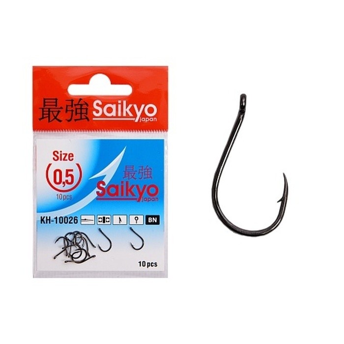 Крючок Одинарный Saikyo KH-10026 Chinu Ring №0.5 10 шт BN   KH-10026BN0.5-10 — характеристики,  особенности конструкции
