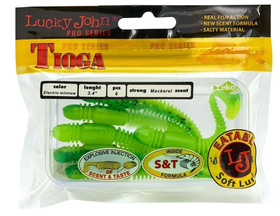 Силиконовая приманка Lucky John Tioga 3.4in 86 мм 6 шт T18 Pro Series  140127-T18 — крупный план
	                                    2