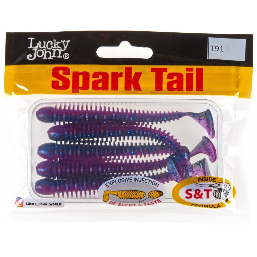 Силиконовая приманка Lucky John Spark Tail 4.0in 101 мм 5 шт T91 Pro Series  140168-T91 — крупный план
	                                    2