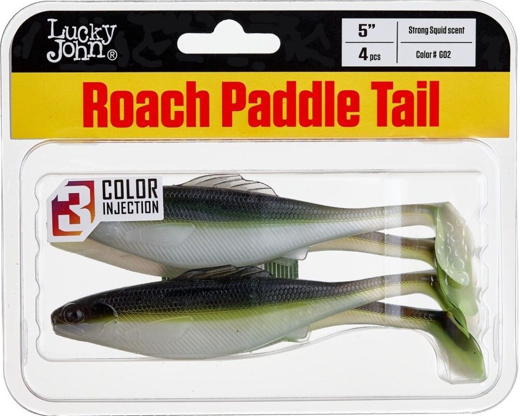 Силиконовая приманка Lucky John Roach Paddle Tail 5.0in 127 мм 4 шт G02 Pro Series  140181-G02 — крупный план
	                                    2