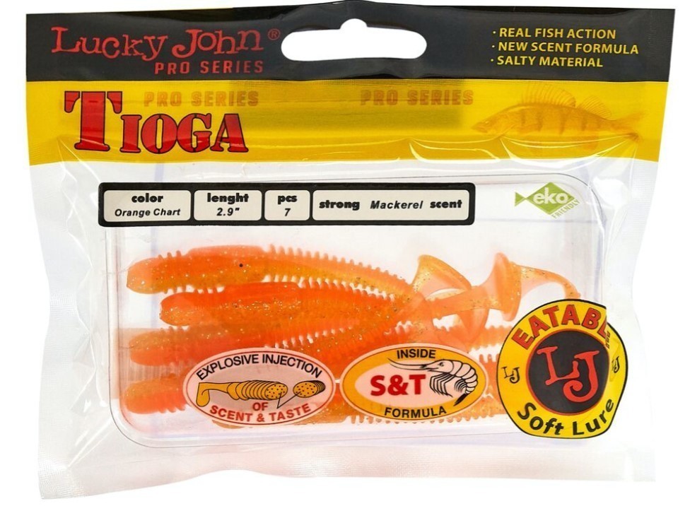 Силиконовая приманка Lucky John Tioga 2.9in 75 мм 7 шт T26 Pro Series  140103-T26 — крупный план
	                                    2