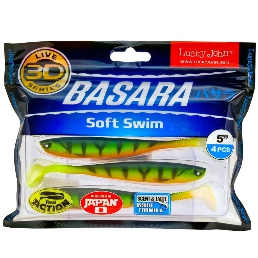 Силиконовая приманка Lucky John Basara Soft Swim 5.0in 127 мм 4 шт PG13 3D Series  140404-PG13 — крупный план
	                                    1
