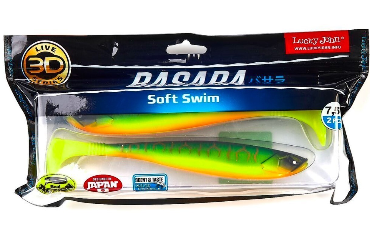 Силиконовая приманка Lucky John Basara Soft Swim 7.5in 195 мм 2 шт PG02 3D Series  140417-PG02 — крупный план
	                                    2
