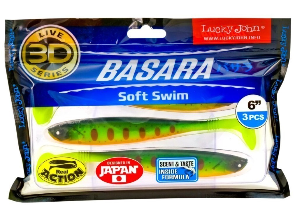 Силиконовая приманка Lucky John Basara Soft Swim 6.0in 152 мм 3 шт PG01 3D Series  140405-PG01 — крупный план
	                                    2