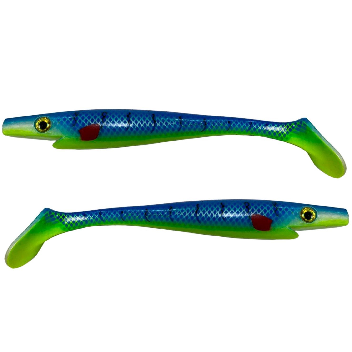 Силиконовая приманка Strike Pro Pig Shad Tournament 180 мм 2 шт Blue Chartreuse   SP-172M#RS01 — характеристики,  особенности конструкции