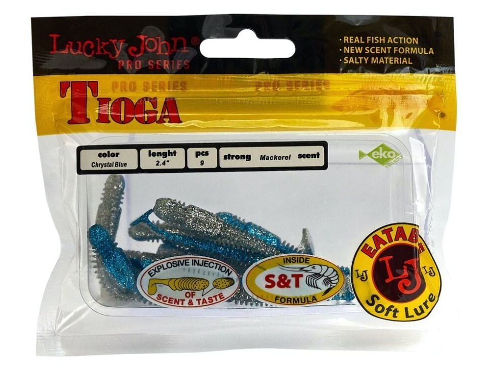 Силиконовая приманка Lucky John Tioga 2.4in 62 мм 9 шт T05 Pro Series  140119-T05 — крупный план
	                                    2