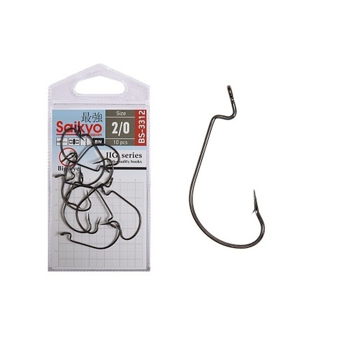 Крючок Офсетный Saikyo BS-3312 №2/0 10 шт BN   BS-3312BN2/0-10 — характеристики,  особенности конструкции