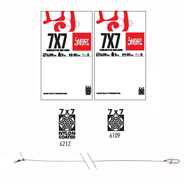 Поводок Lucky John Pro Series SSW D 25 см 12 кг  0,36 мм  2 шт   LJP6112-025 — характеристики,
	                                    особенности конструкции