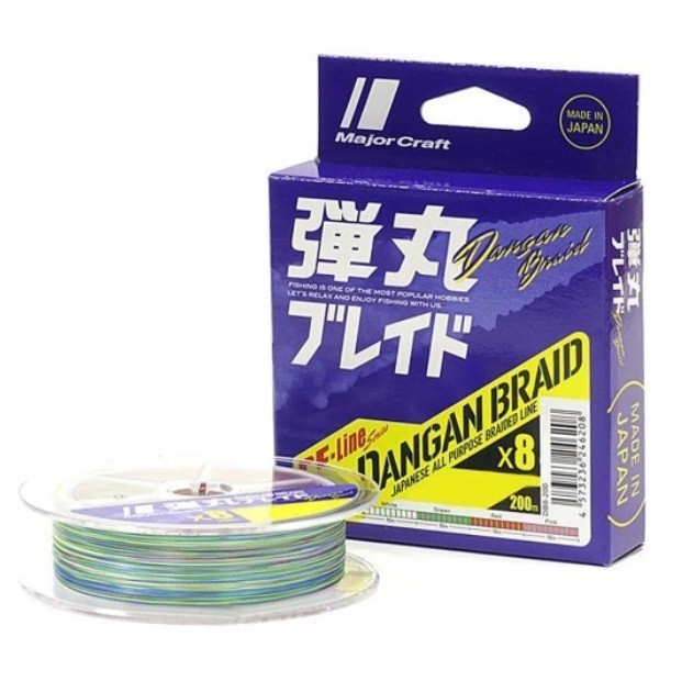 Плетеный шнур Major Craft Dangan Braid X8 200 м  PE # 2 Мультиколор 0,2 мм   DB8-200/2MC — характеристики,
	                                    особенности конструкции