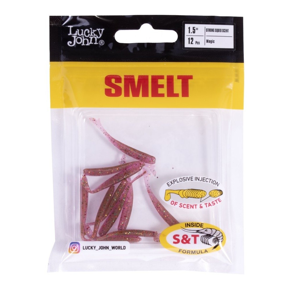 Силиконовая приманка Lucky John Smelt 1.5in 38 мм 12 шт S14 Pro Series  140225-S14 — крупный план
	                                    2