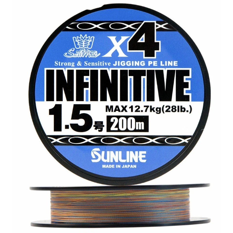 Плетеный шнур Sunline Infinitive X4 200 м  PE # 1,5 Multi Color 0,205 мм — характеристики,
	                                    особенности конструкции