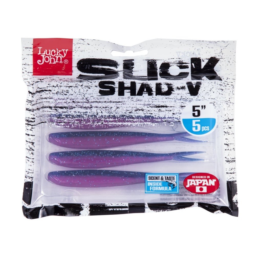 Силиконовая приманка Lucky John Slick Shad-V 5.0in 127 мм 5 шт Z18 3D Series  140423-Z18 — крупный план
	                                    2