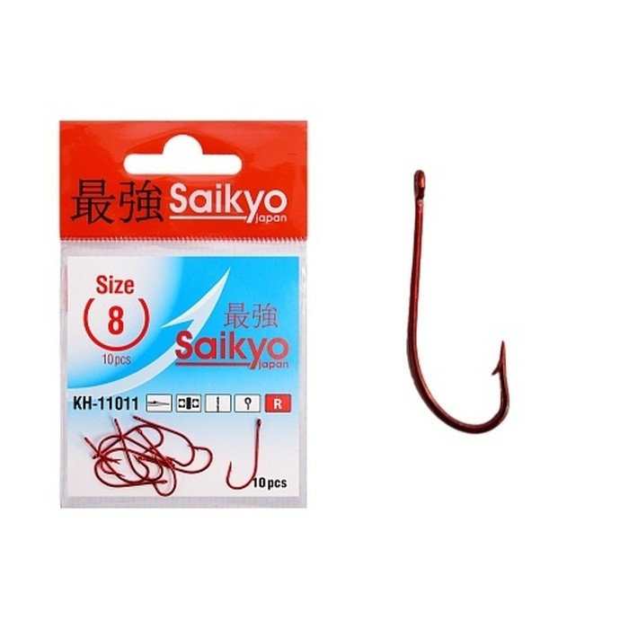 Крючок Одинарный Saikyo KH-11011 O'Shaughnessy №8 10 шт BN   KH-11011R8-10 — характеристики,  особенности конструкции