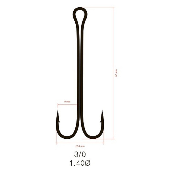 Крючок Двойной Saikyo KH-11040 Long Shank №3/0 50 шт BN   KH-11040-3/0-50 — крупный план
	                                    2