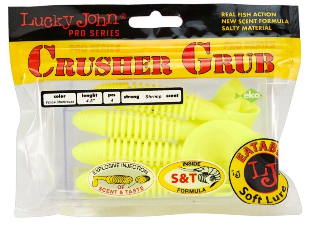 Силиконовая приманка Lucky John Crusher Grub 4.5in 114 мм 4 шт S88 Pro Series  140158-S88 — крупный план
	                                    2
