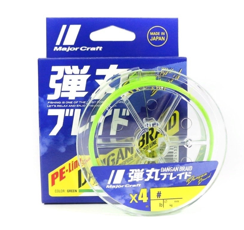 Плетеный шнур Major Craft Dangan Braid X4 150 м  PE # 2 Зеленый 0,19 мм   DB4-150/ 2 GR — характеристики,
	                                    особенности конструкции