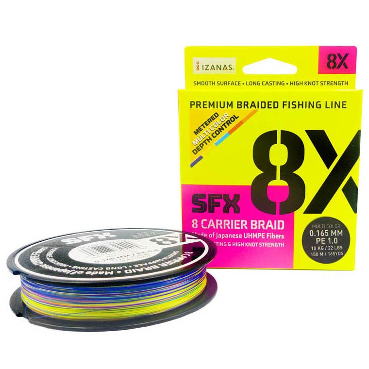 Плетеный шнур Sufix SFX 8X 150 м  PE # 1 Разноцветная 0,165 мм   SFX8B165M150 — крупный план
	                                    6