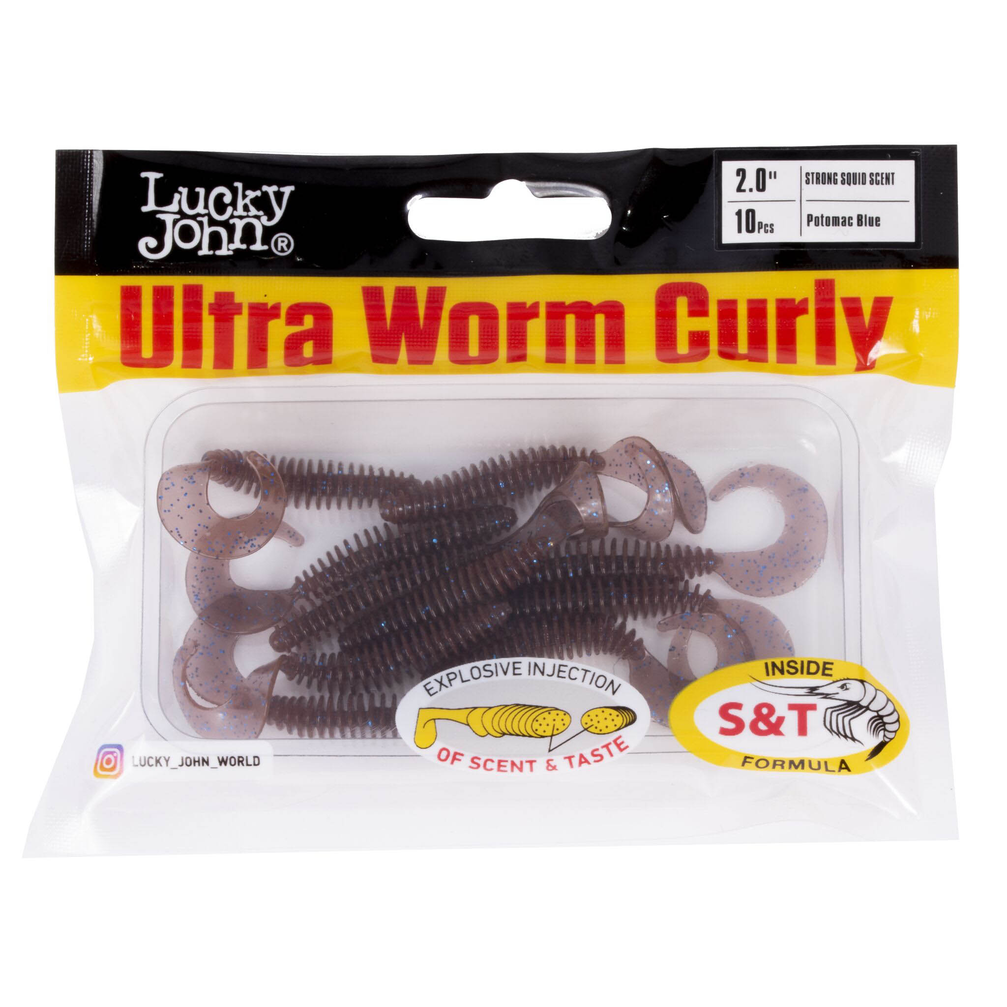 Силиконовая приманка Lucky John Ultraworm Curly 2.0in 50 мм 9 шт S19 Pro Series  140198-S19 — крупный план
	                                    2