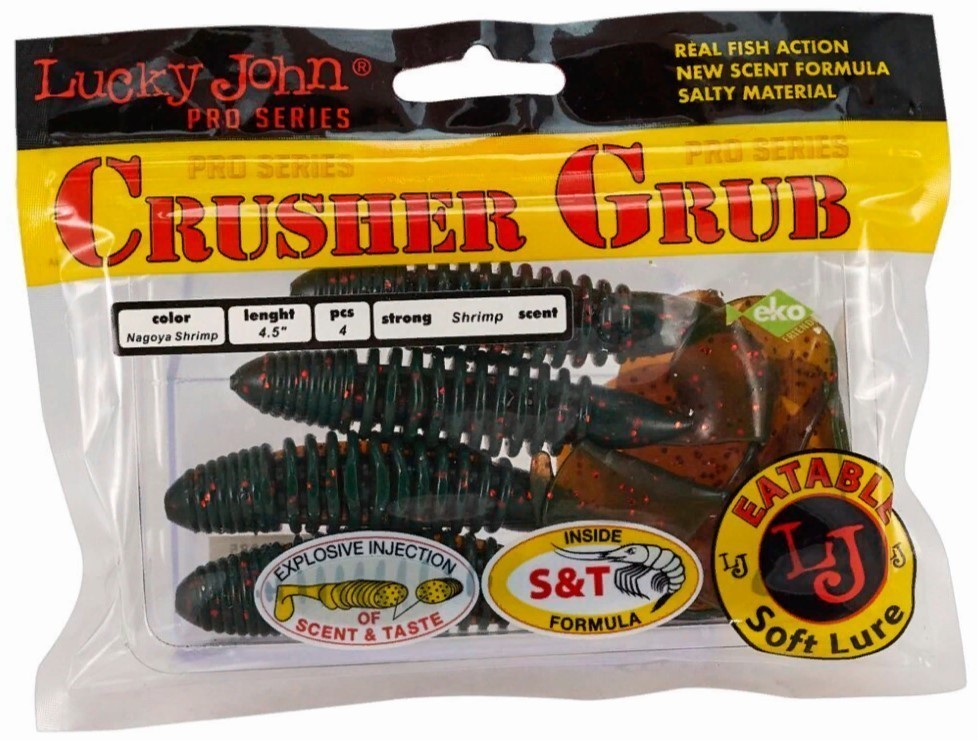 Силиконовая приманка Lucky John Crusher Grub 4.5in 114 мм 4 шт 085 Pro Series  140158-085 — крупный план
	                                    2