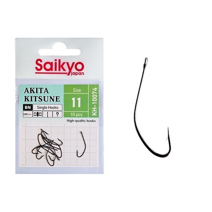 Крючок Одинарный Saikyo KH-10074 Akita Kitsune №11 10 шт BN   KH-10074BN11-10 — характеристики,  особенности конструкции