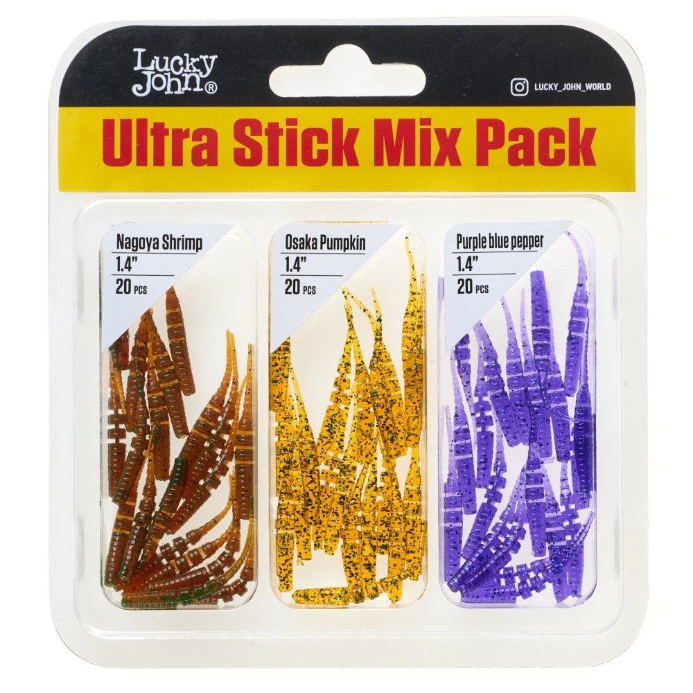 Силиконовая приманка Lucky John Ultra Stick 1.4in 35 мм 60 шт MIX1/085/PA19/S66 Pro Series  140228-MIX1 — крупный план
	                                    1