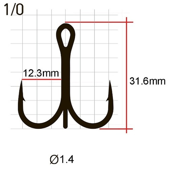 Крючок Тройной Saikyo 7001 №1/0 50 шт BN   SORCT7001-1/0BN50 — крупный план
	                                    2