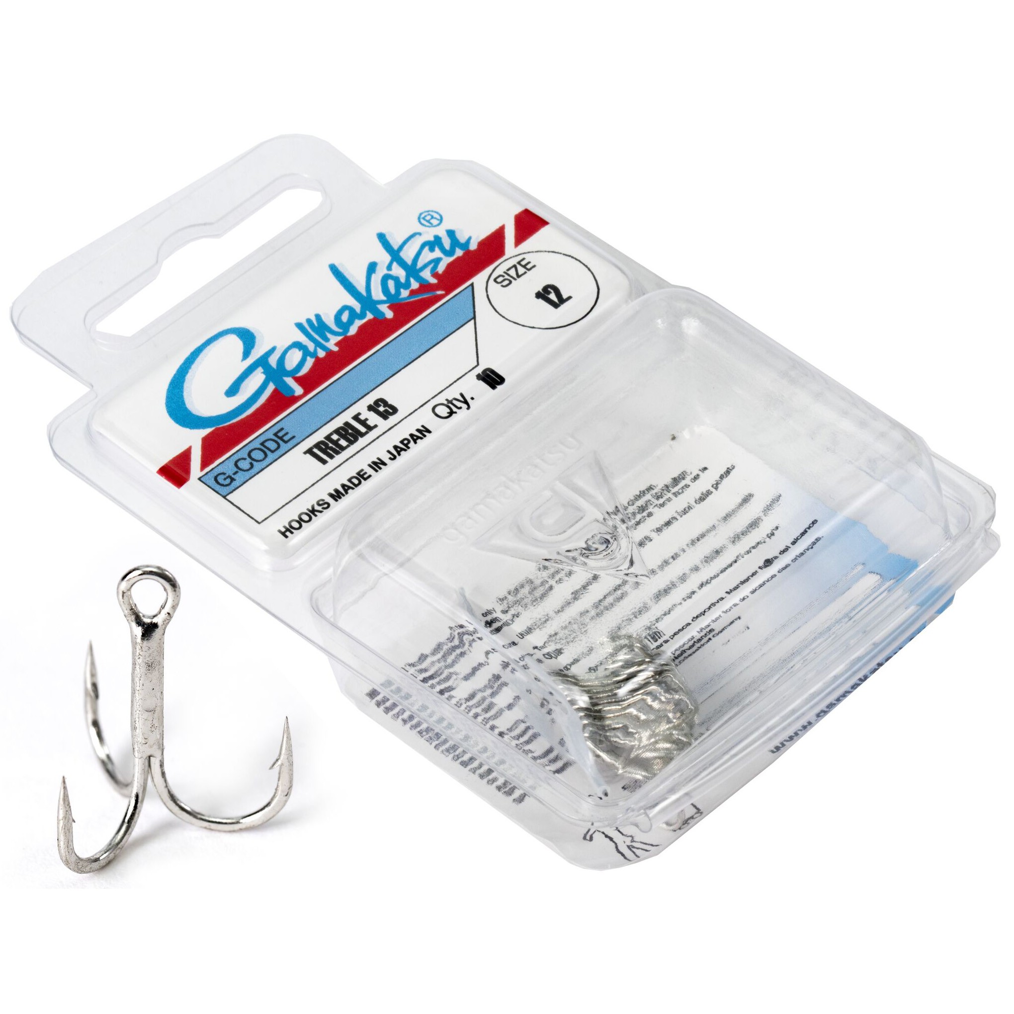 Крючок Тройной Gamakatsu 13N Treble Hooks Nickel №12 10 шт    146664-012 — крупный план
	                                    1