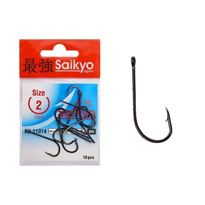 Крючок Одинарный Saikyo KH-11014 Bait Holder №2 10 шт BN   KH-11014BN2-10 — характеристики,  особенности конструкции
