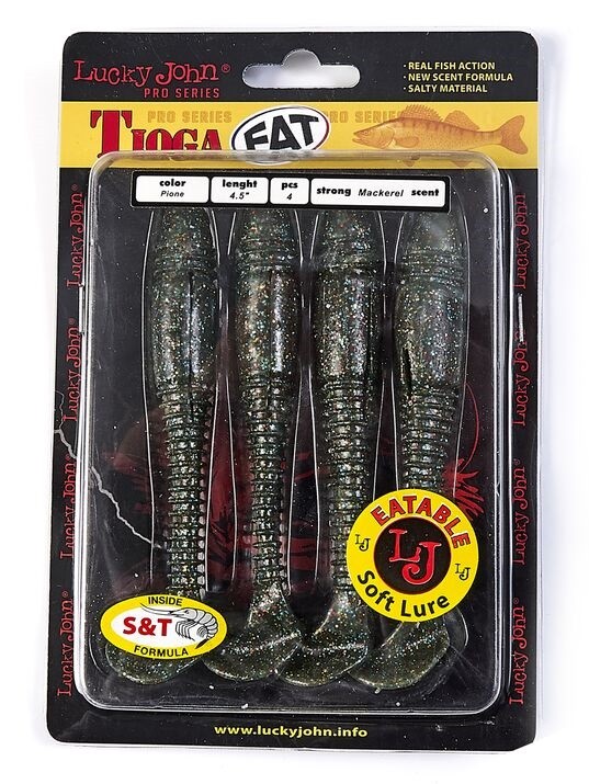 Силиконовая приманка Lucky John Tioga Fat 4.5in 115 мм 4 шт F08 Pro Series  140147-F08 — крупный план
	                                    2
