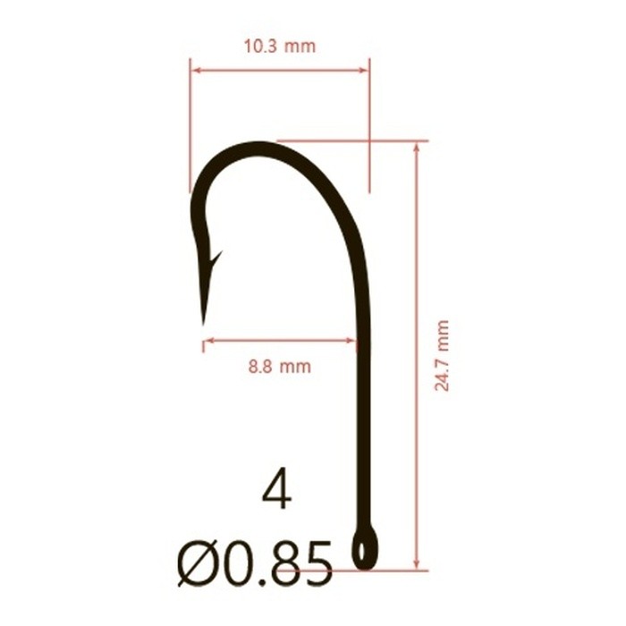 Крючок Одинарный Saikyo KH-11011 O'Shaughnessy №4 10 шт BN   KH-11011BN4-10 — крупный план
	                                    3