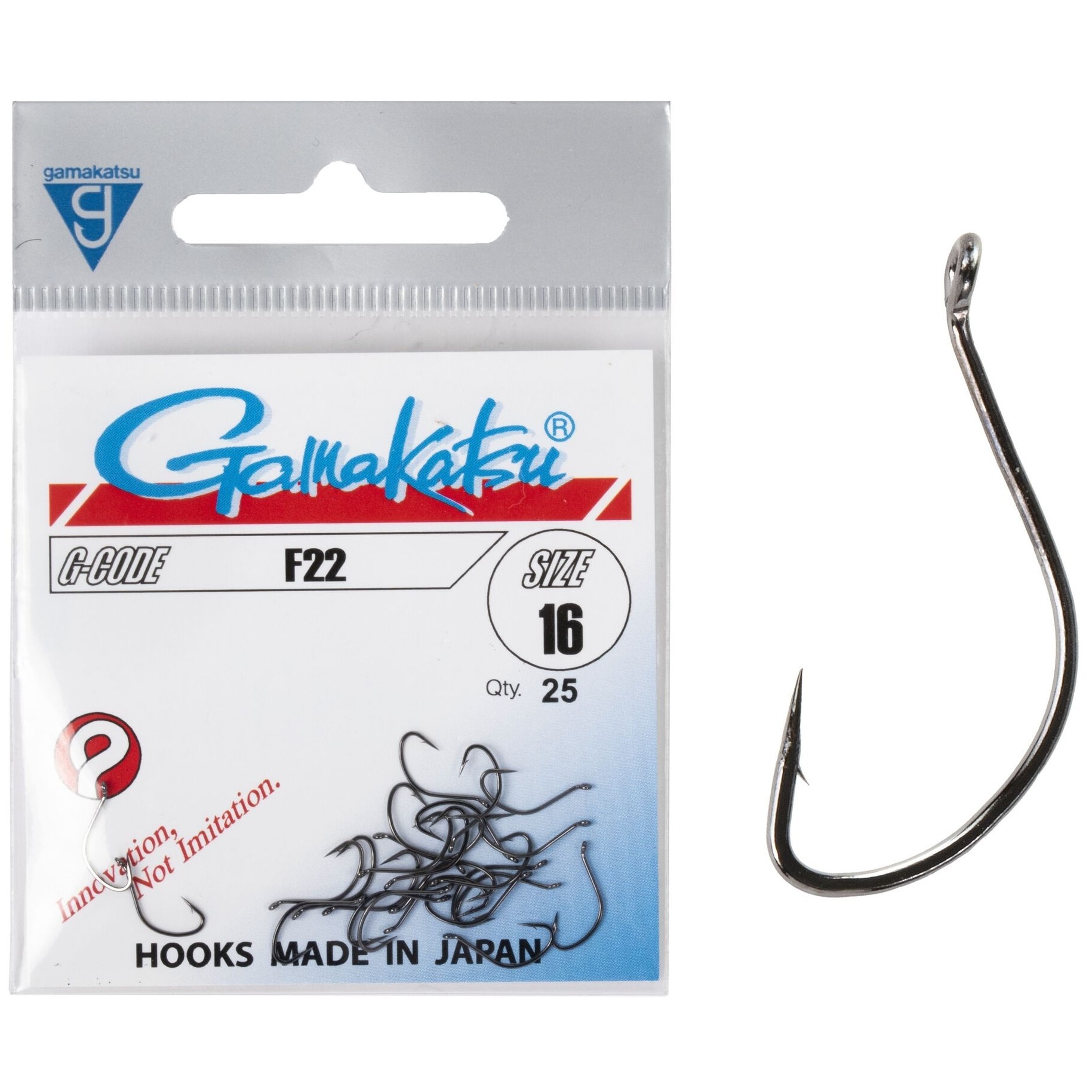 Крючок Одинарный Gamakatsu F22 Hooks Black №16 25 шт    146652-016 — характеристики,  особенности конструкции