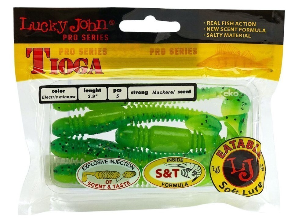 Силиконовая приманка Lucky John Tioga 3.9in 100 мм 5 шт T18 Pro Series  140104-T18 — крупный план
	                                    2