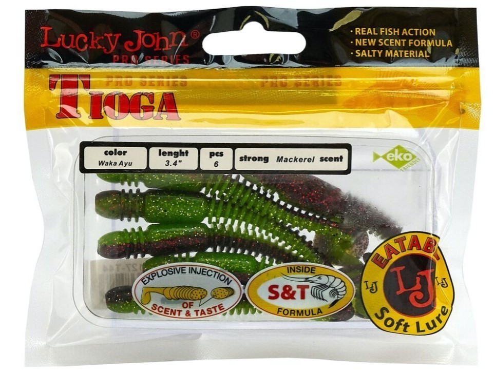 Силиконовая приманка Lucky John Tioga 3.4in 86 мм 6 шт T44 Pro Series  140127-T44 — крупный план
	                                    2