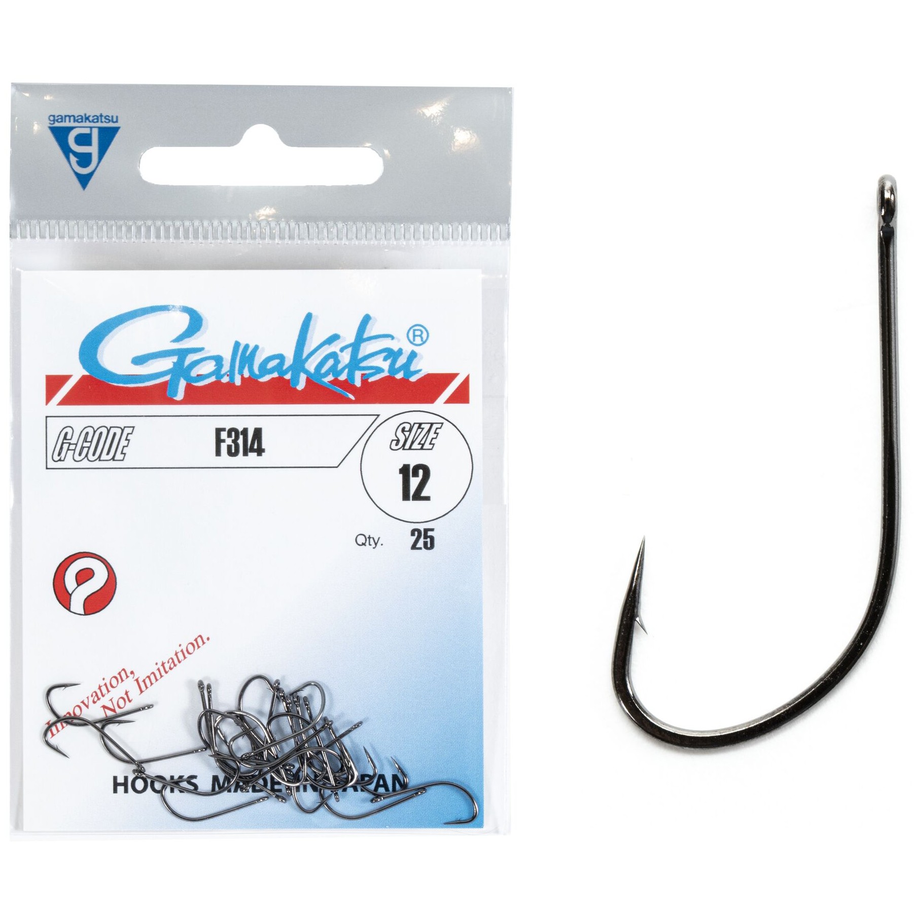 Крючок Одинарный Gamakatsu F314 Hooks Black №12 25 шт    146655-012 — характеристики,
	                                    особенности конструкции