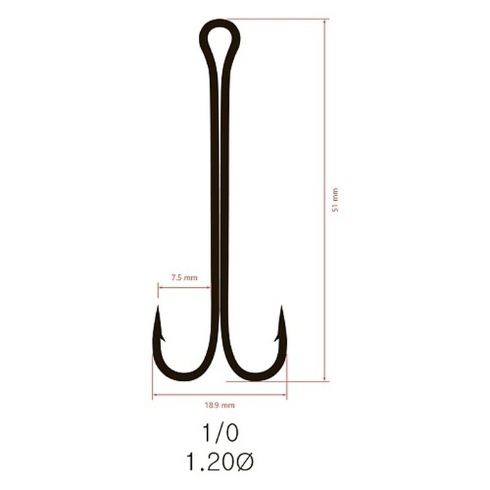 Крючок Двойной Saikyo KH-11040 Long Shank №1/0 100 шт BN   KH-11040-1/0-100 — крупный план
	                                    2