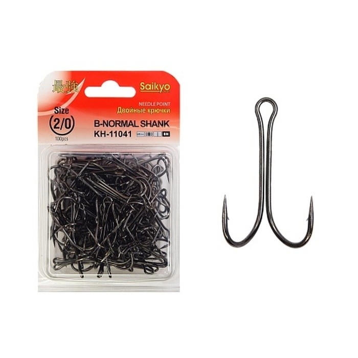 Крючок Двойной Saikyo  KH-11041 Normal Shank №2/0 100 шт BN   KH-11041-2/0-100 — характеристики,  особенности конструкции