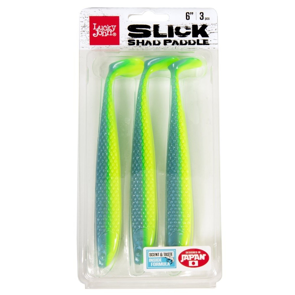 Силиконовая приманка Lucky John Slick Shad Paddle 6.0in 152 мм 3 шт T57 3D Series  140442-T57 — крупный план
	                                    2