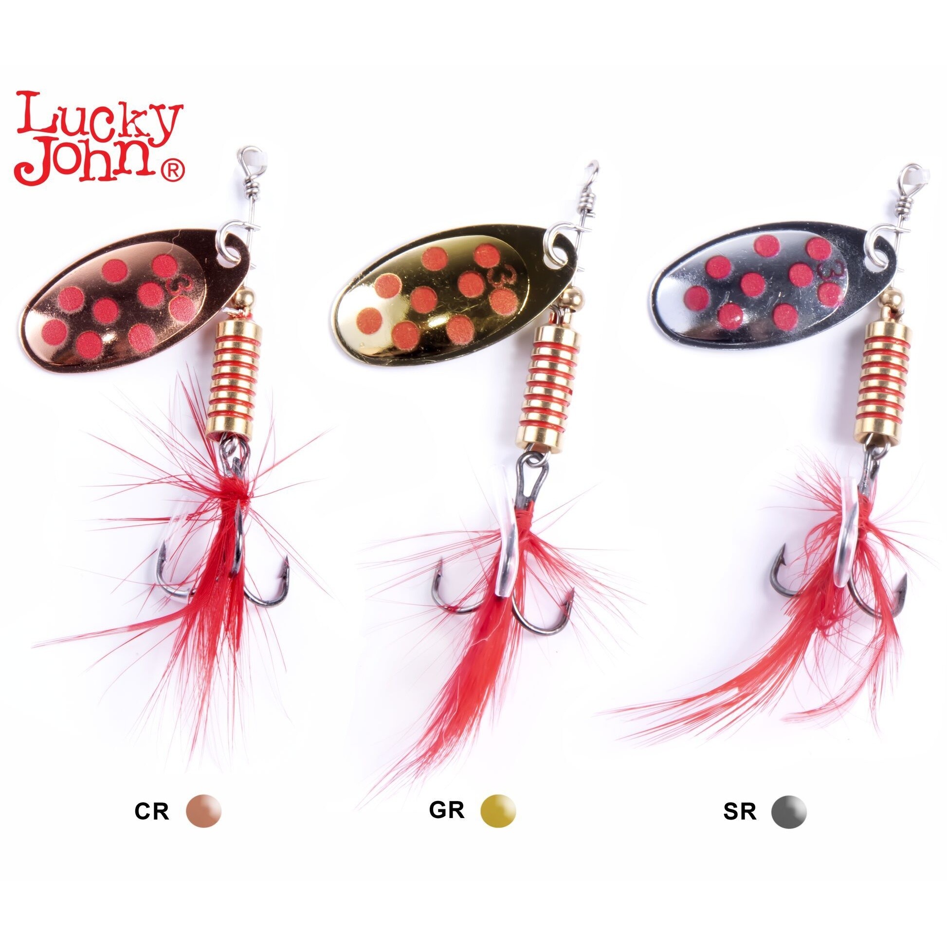 Вращающаяся Блесна Lucky John Spin-X Round №3 8 гр 001SET CR GR SR Набор 3 шт.  LJSR03-001SET — крупный план
	                                    1