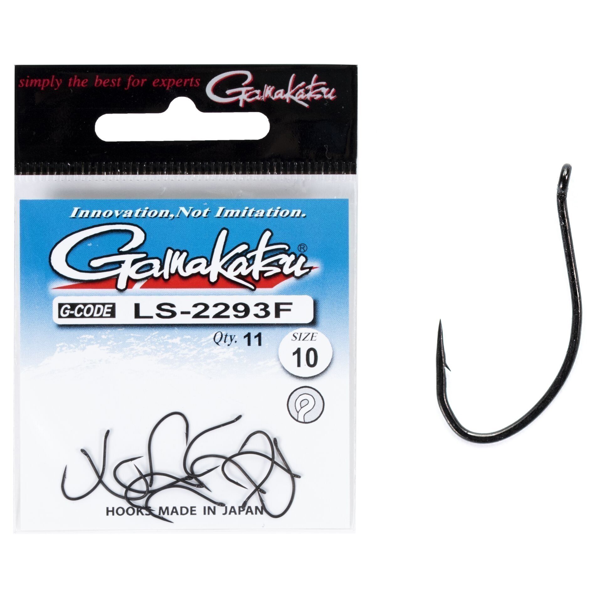 Крючок Одинарный Gamakatsu LS-2293F New Label Eyed Hooks Black №10 11 шт    147925-010 — крупный план
	                                    1